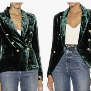 NEW Rachel Zoe Velvet Green Double Breasted blazer size Medium